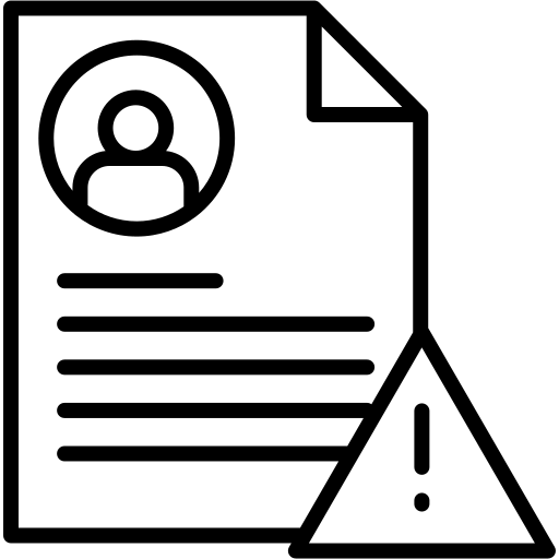 Profile account symbol with warning sign